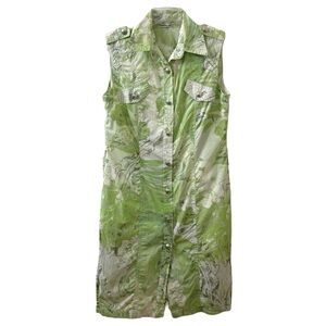 Airfield Vintage Midi Shirt Dress Sleeveless Snap Closure Women's Size Small